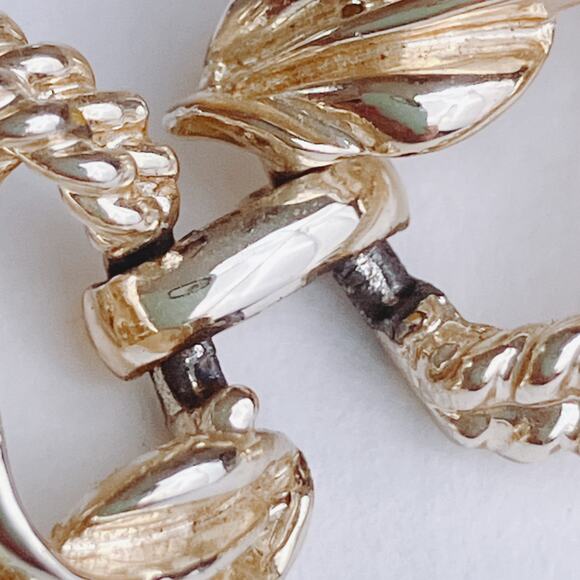 Signed Coro Mid Century Gold Tone Leaf Necklace with Amber Rhinestones VTG 1950s - Picture 8 of 12